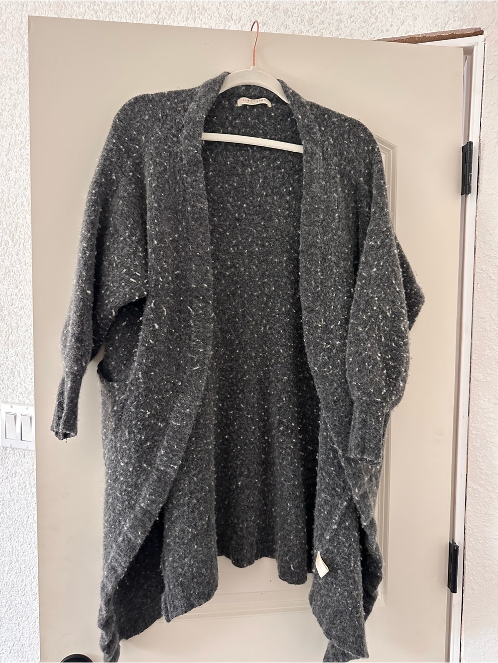 Christy Dawn Charcoal Wool Open-Front Cardigan